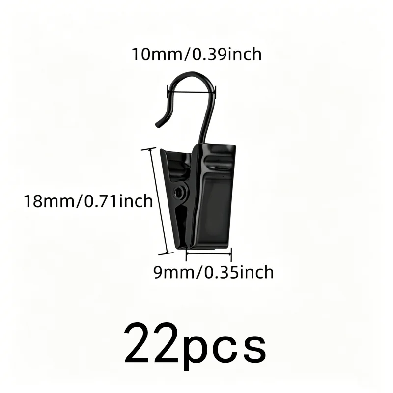 22 pcs Open-End Curtain Clips, Easy Slide On Rod, Living Room Curtains Photo Hanging Display, Rust Resistant Metal