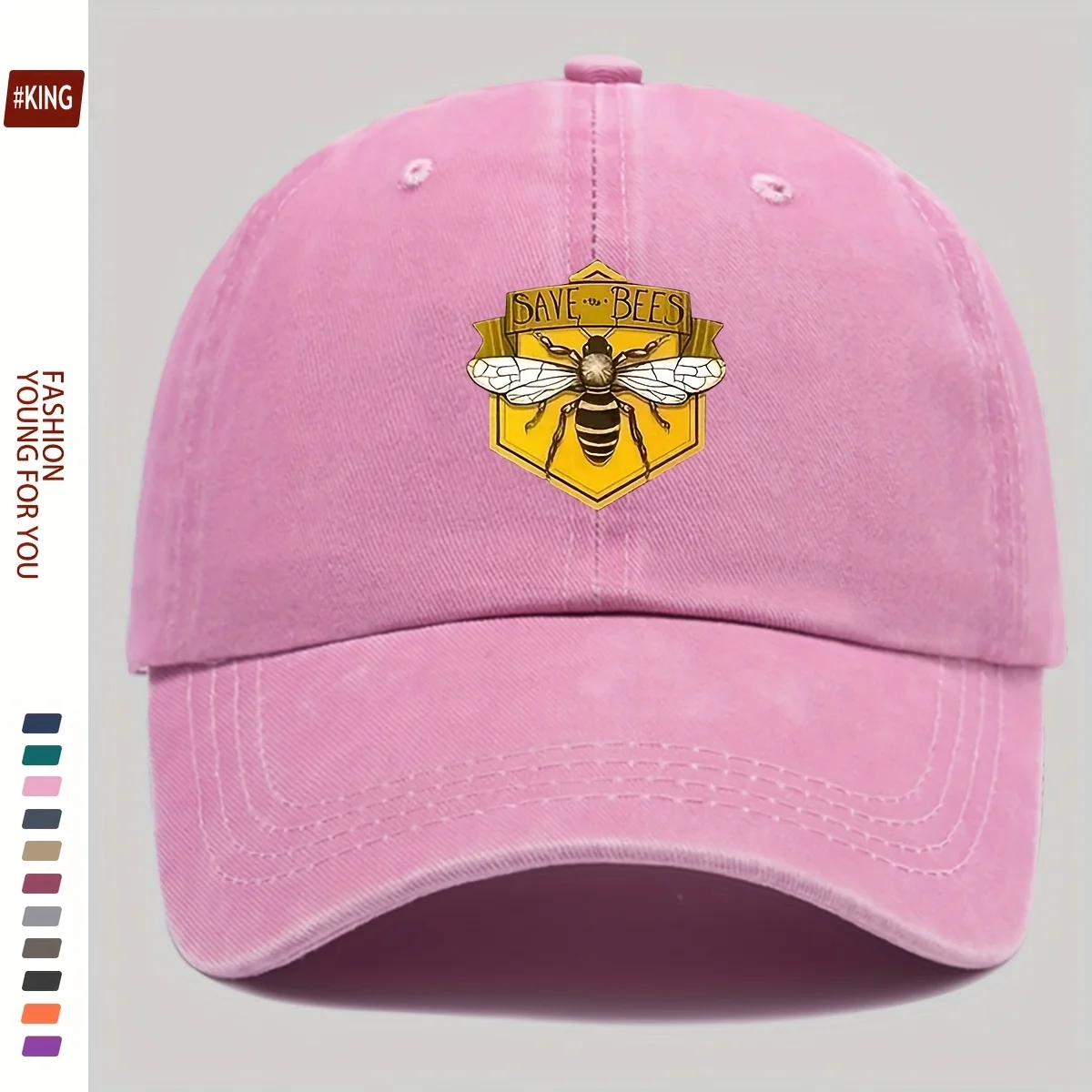 หมวกเบสบอลพิมพ์ลายผึ้งย้อนยุคพร้อมระบบระบายอากาศที่ปรับได้และป้องกันแสงแดดสําหรับคู่รักสเก็ตบอร์ดบนท้องถนน