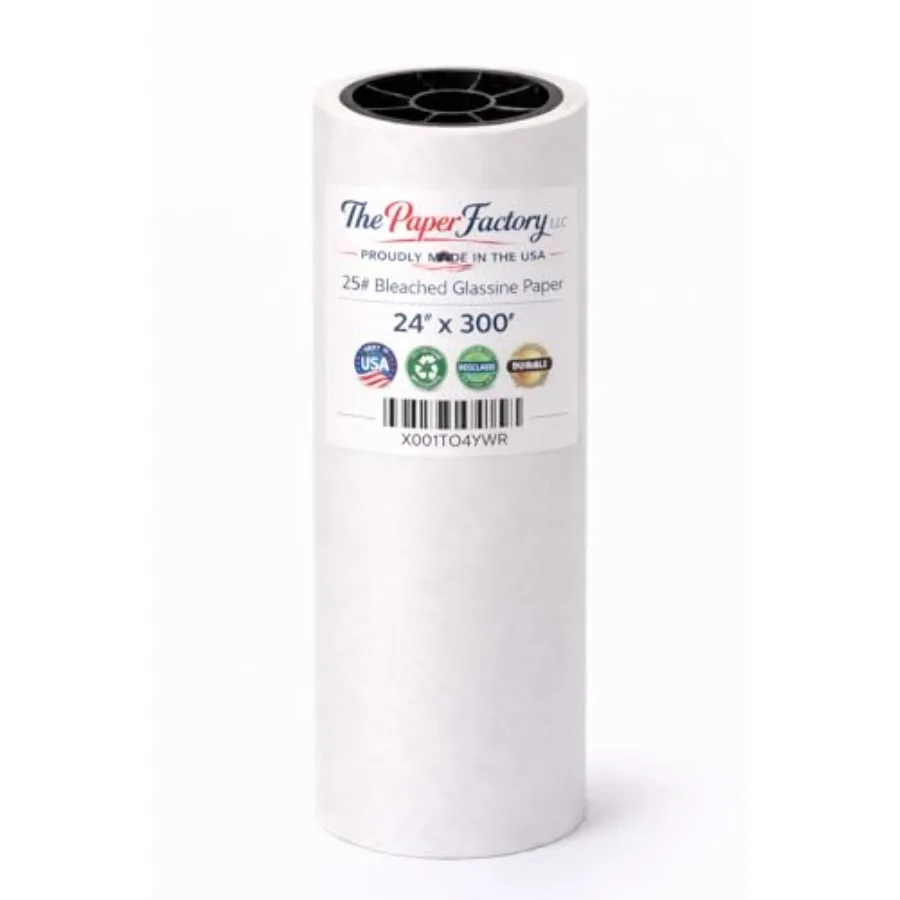 

Glassine Paper 24" x 300' Premium Acid-Free Neutral pH. Archival Safe, Translucent, Grease-and Moisture-Resistant. Protect Artw