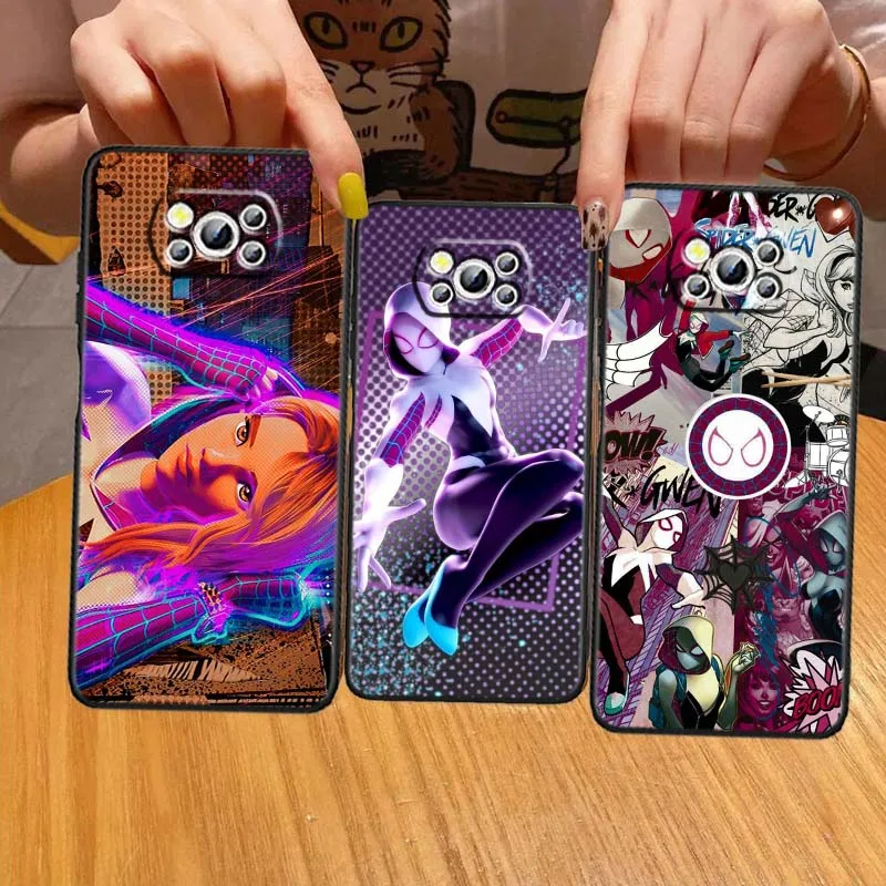 

Marvel Spider Gwen Phone Case For Xiaomi Mi Poco F3 F4 F5 F6 X3 X4 X5 X6 X7 M3 M4 M5s M5 M6 GT Pro 5G Black Cover