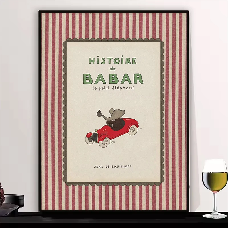 

Babar The Elephant Vintage Cartoon Illustration Poster and Prints Canvas Printing Wall Art Picture for Living Room Home Decor