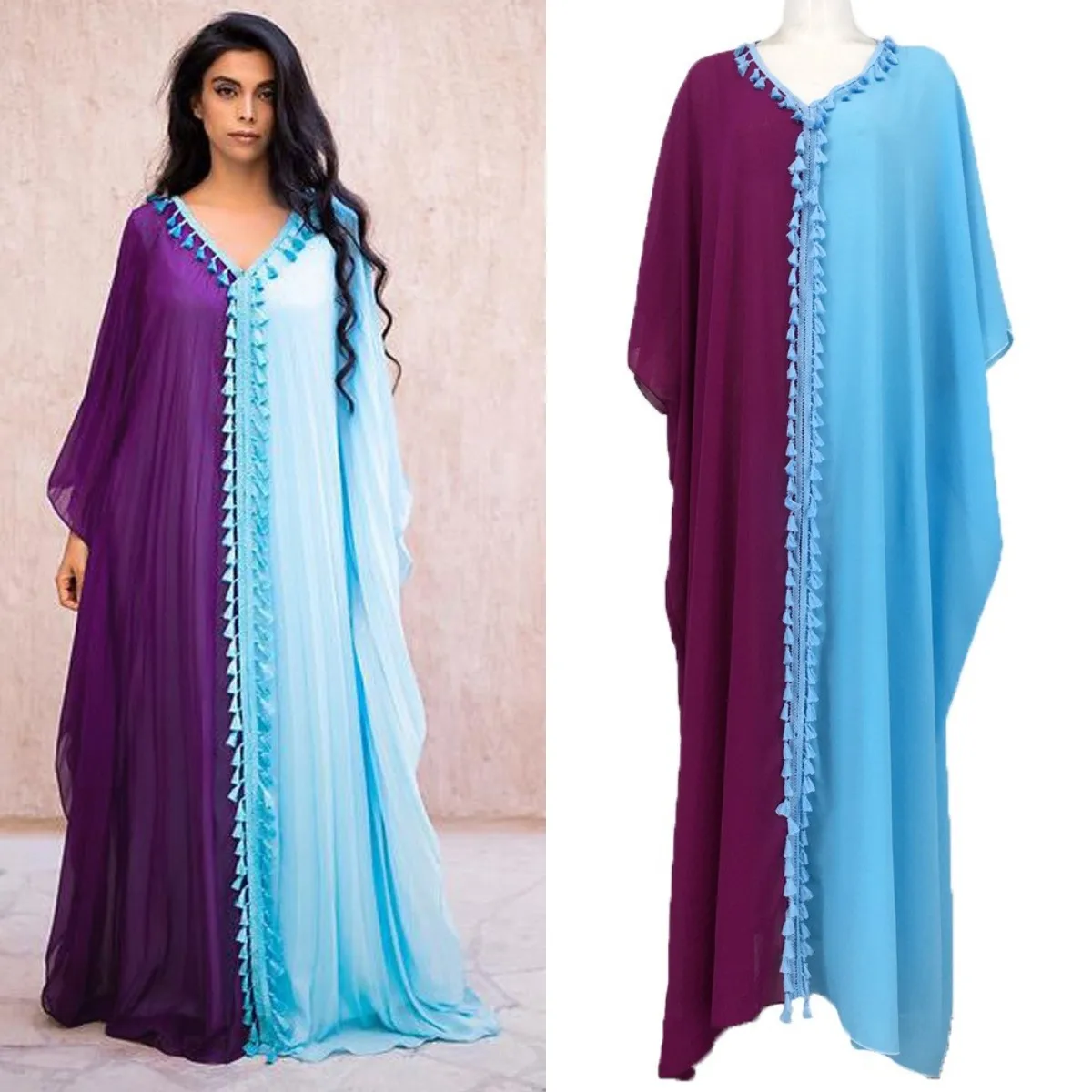 

Middle Eastern Oversized Robes Tassel Evening Dresses Bohemian Retro Summer Holiday Club Sundress Bathing Wear Robe De Mariée