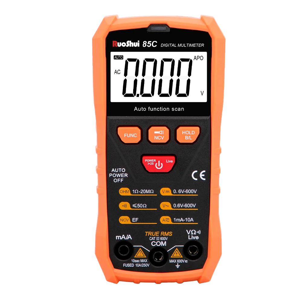 RuoShui 85C 85D High-Precision Multimeter True RMS Auto Recognition HD Large Screen LCD Testing Meter NCV Non-Contact Tester