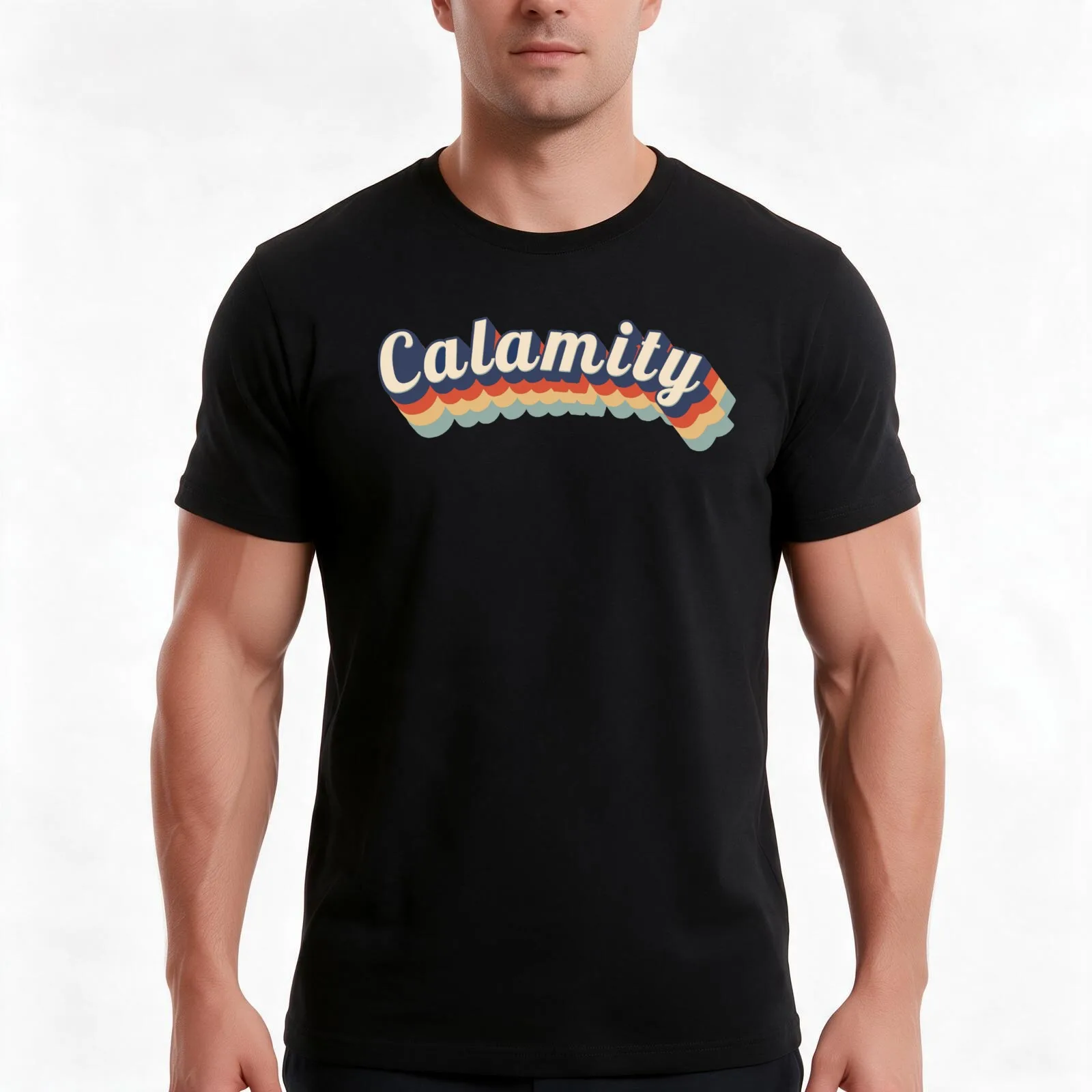 Retro Calamity T-Shirt, Summer Casual Cotton Tee, Oversized Streetwear Tops, Vintage Graphic Print, Loose Fit Short Sleeve