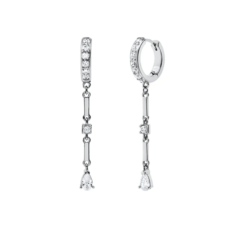 925 Sterling Silver Ear Needle Crystal Zircon Tassel Pendant Hoop Earrings Retro Small Fragrance Style High Jewelry Women Gifts