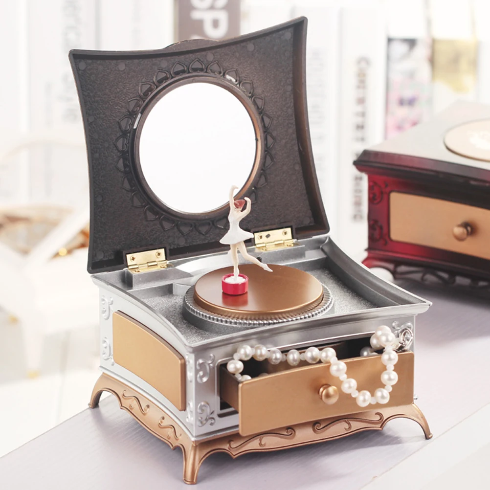 

Music Boxes Dresser for Little Girls Classic Storage Case Dressing Table Golden