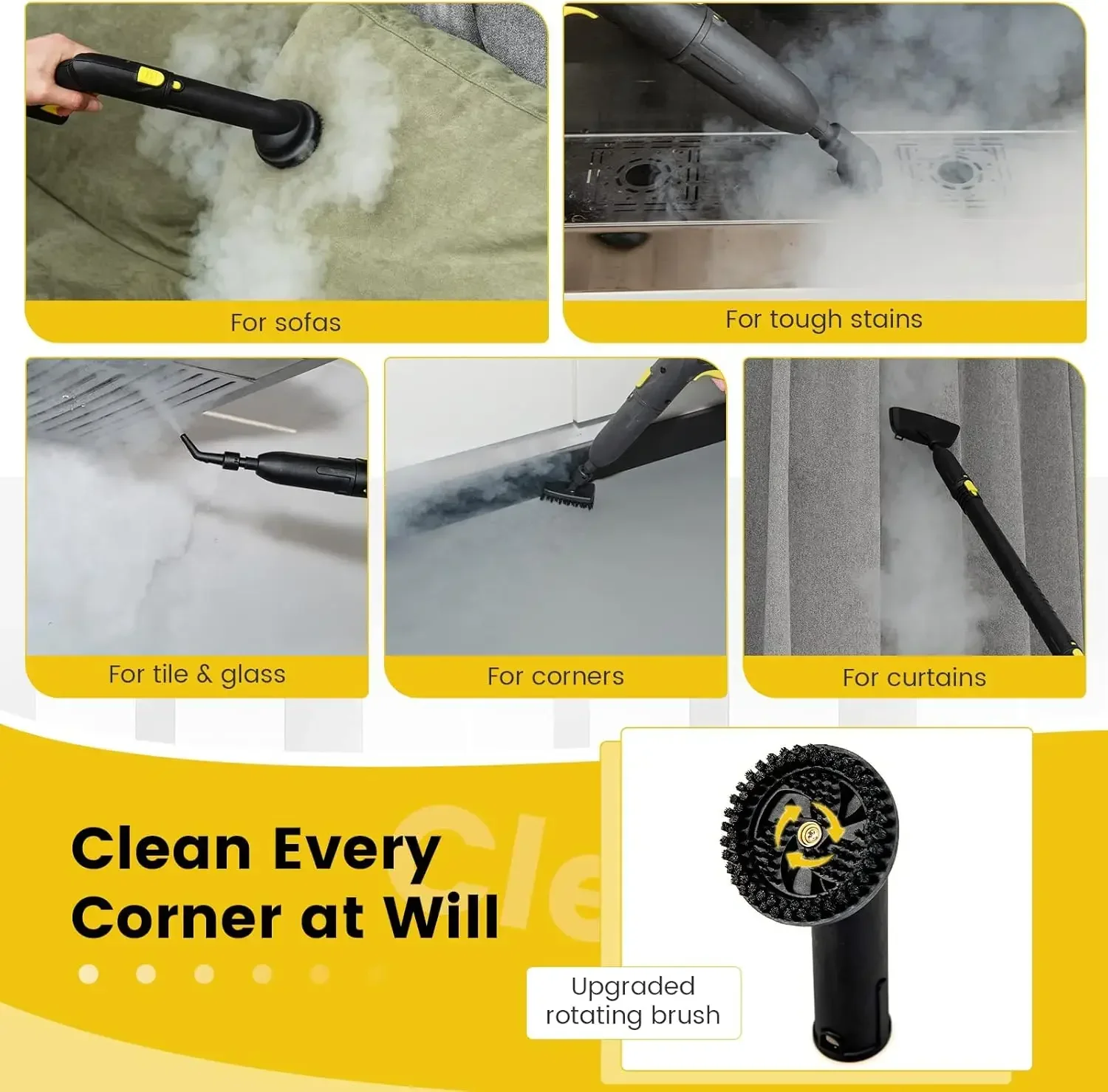 Car Steam Cleaner Large Capacity Steam Cleaner Portable Steam Cleaning Machine For Home Kitchen Window Car And Business Electric