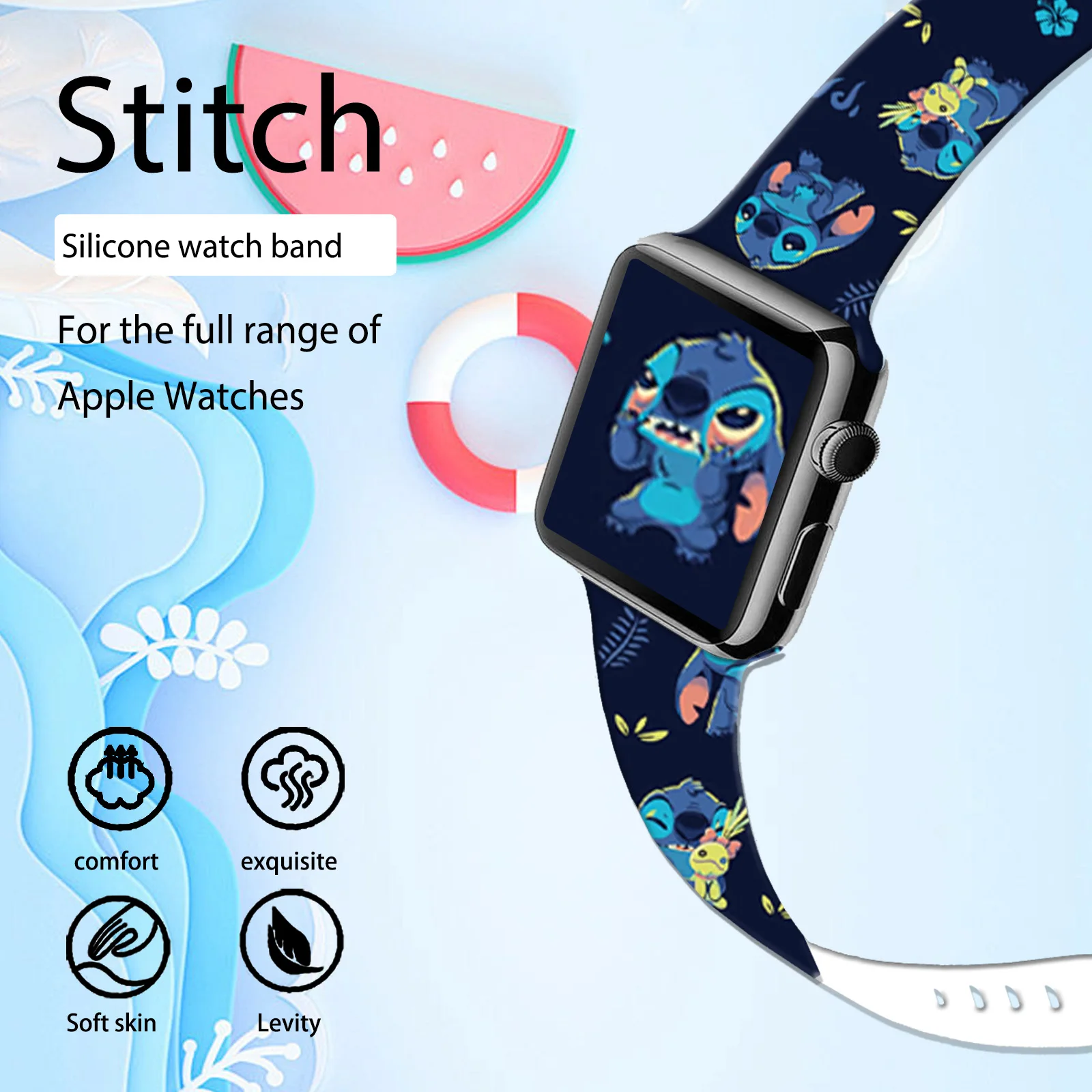 Disney Stitch New Series Bedrucktes Armband für Apple Watch 11 10 9 SE Silikonband Austauschbares Armband für iWatch 46 mm 44 mm 42 mm