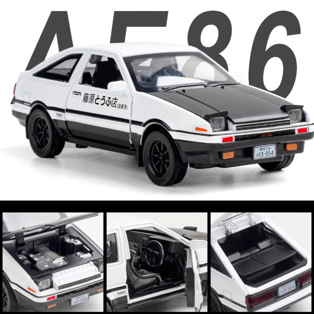 子供用合金車モデルae86,金属製ダイキャスト初期仕上げ,プルバック付き高品質車,男の子用ギフト,1/32