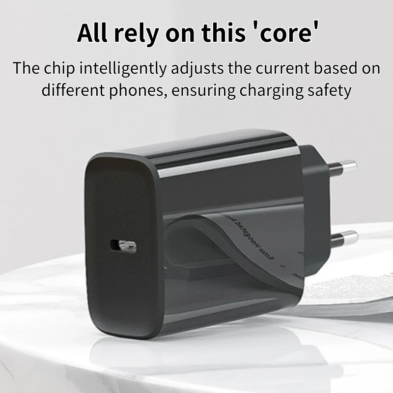 شاحن سريع PD20W شاحن سفر قياسي للاتحاد الأوروبي لأوروبا يدعم فرنسا وهولندا الدنمارك اليونان من النوع c متعدد الوظائف