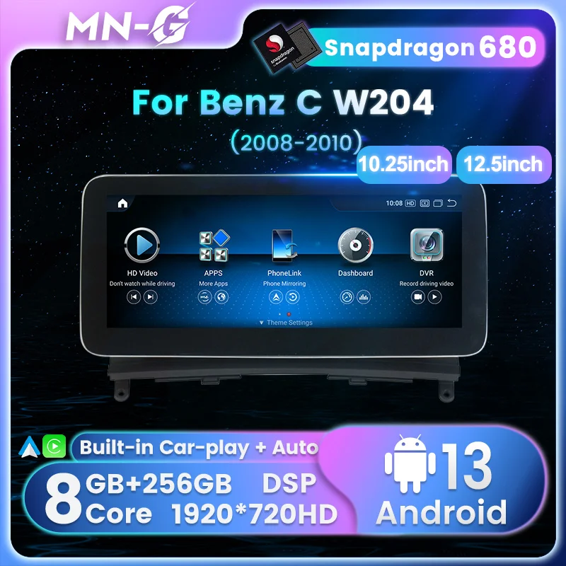 Snapdragon680 Android All in one For Benz C Class Benz W204 2008 2009 2010 NTG 4.0 Wireless Carplay Car Radio Multimedia Player