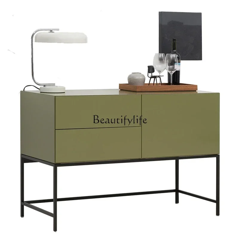 

D06Wall-facing dining side cabinet Modern simple Italian minimalist solid wood storage light luxury tea cabinet