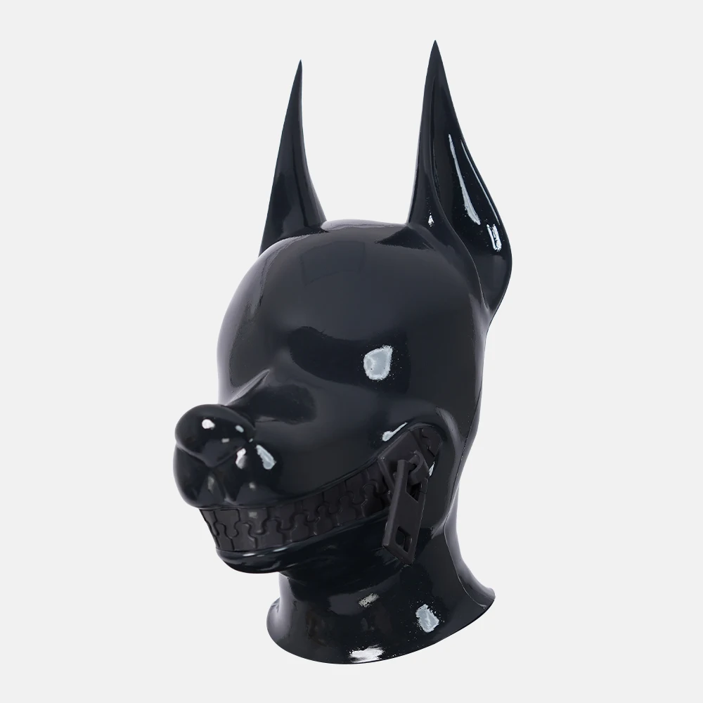 Furrjoi Silicone Dog Mask for Cosplay Costumes Whole Black Zipper Mouth Furry Puppy Hood Full Head Masken