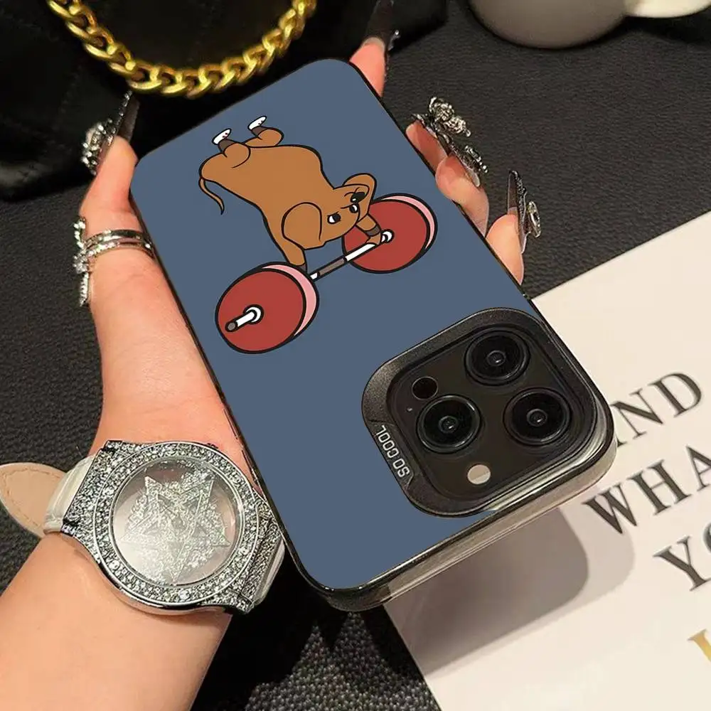 Gym Fitness Bodybuilding Phone Case For IPhone 16 15 14 13 12 11 Pro Max Plus Color Shockproof Back Silver Cover