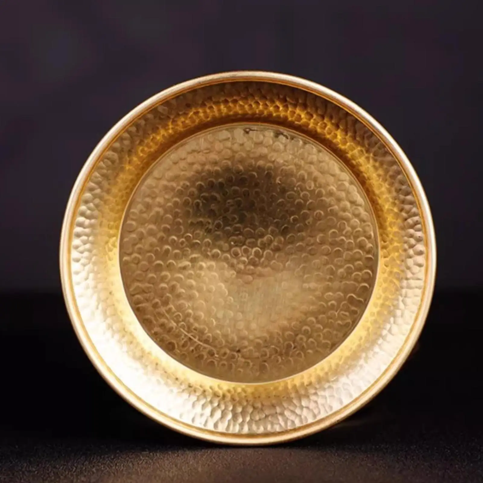 Copper Pet Bowl Pet Feeding And Drinking Hammered Dish Decorative Cat Bowl For Apartment Home Living Room Balcony Dining Room