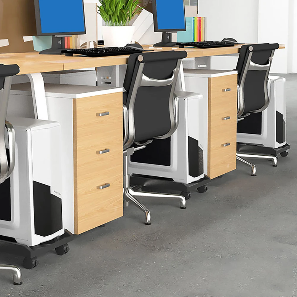 

Mobile Cpu Stand Heat Dissipation Design Brake Wheels Long Lasting Strength Rounded Corners Computer Tower Shelf Universal Wheel