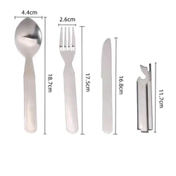 4Pcs/Set Portable Stainless Steel Tableware Fold Knife Utensil Spoon Set Spoon Fork Knife Dinnerware Camping Cooking Flatware