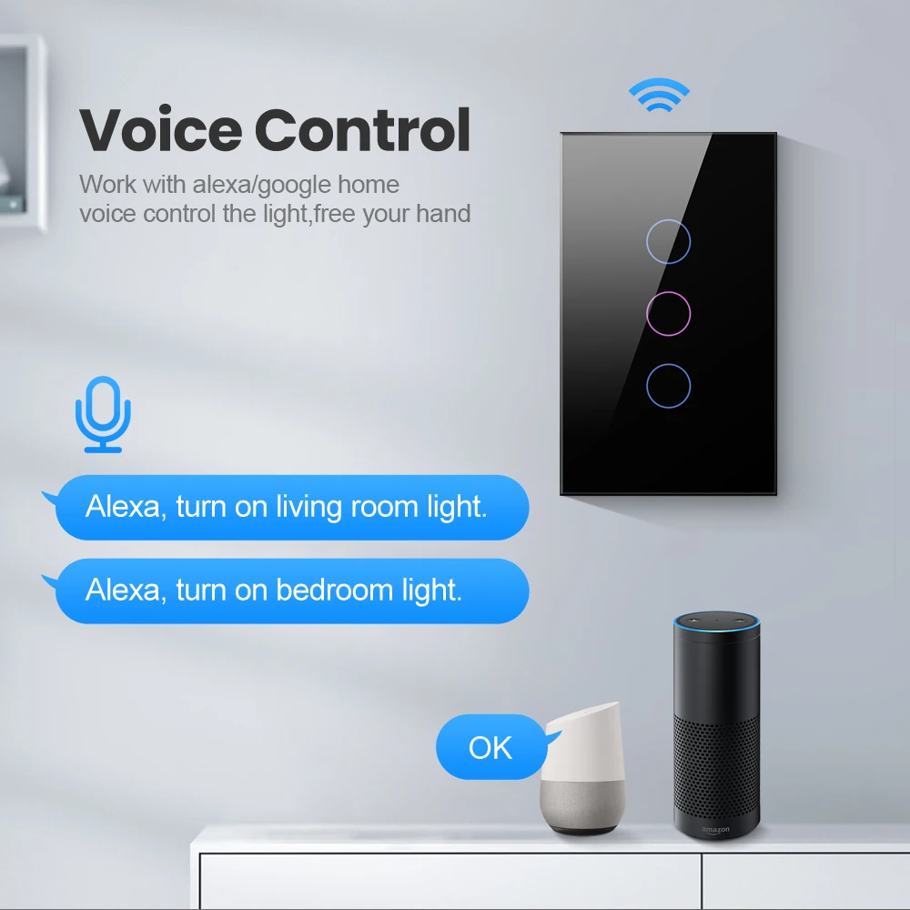 AVATTO ZigBee Wall Touch Smart Light Switch Smart Life/Tuya APP Remote Control Works with Alexa Google home