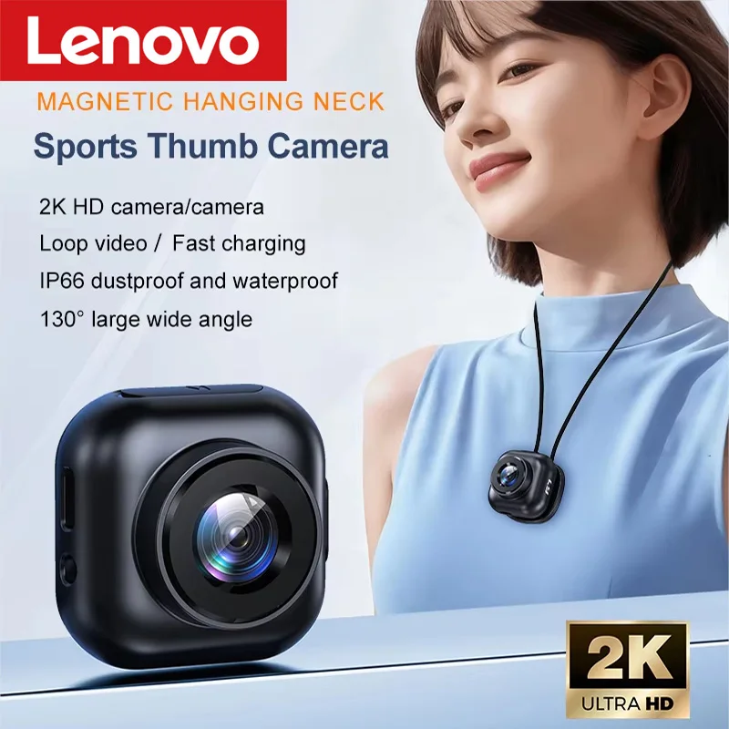 Lenovo 2K Cross-Border HD Thumb-Sized Action Camera Ultimate Gadget for Recording Videos Cycling Diving Wearing Around Your Neck