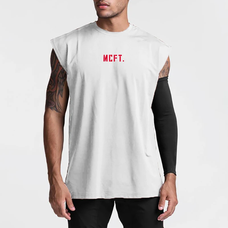 New Lightweight summer style Men Gym Workout Stretching Sport  Fitnes Printed Loose Mesh O-neck Sleeveles Quick-dry workout gear