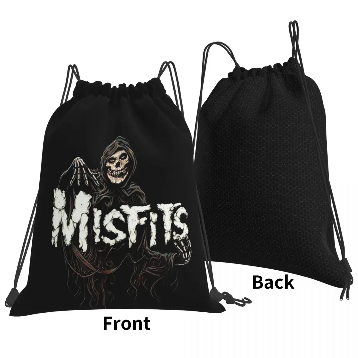 Misfits Skull Backpacks Casual Drawstring Bundle Pocket Storage Bag Book Bags for Travel School