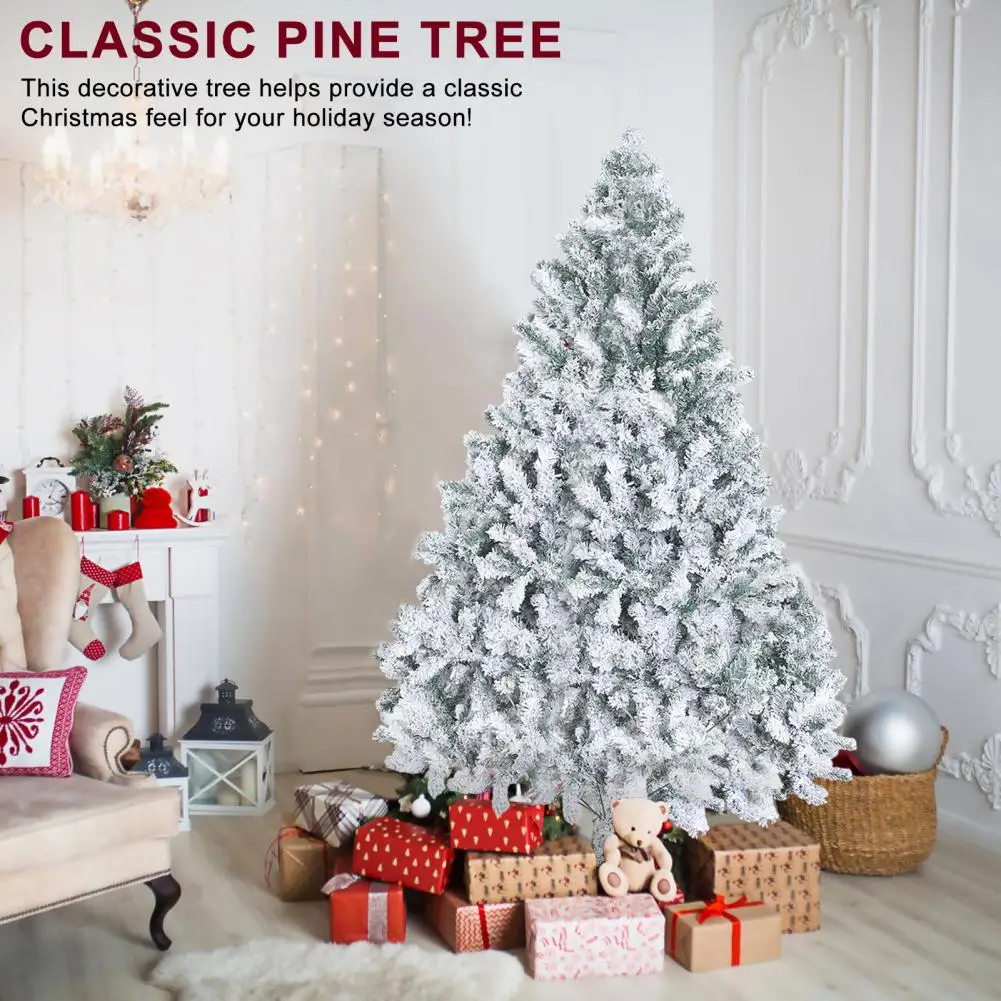 6.9ft Snow Christmas Holiday Pencil Tree White Flocked Christmas Tree With Reinforced Base Realistic Branch Fake Christmas Tree