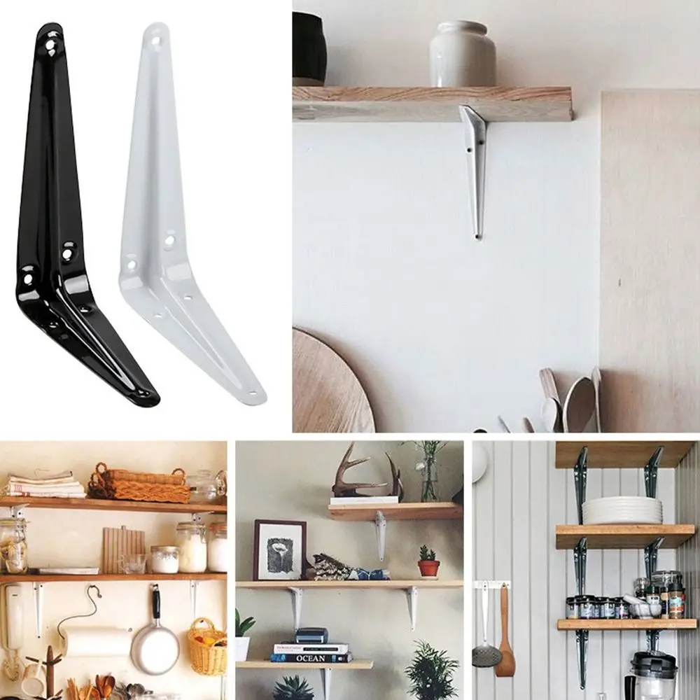 1 шт. новый треугольный кронштейн 4-14 дюймов, настенное крепление, подвесной черный, белый монтажный кронштейн, L-образная фиксированная угловая скоба для полки