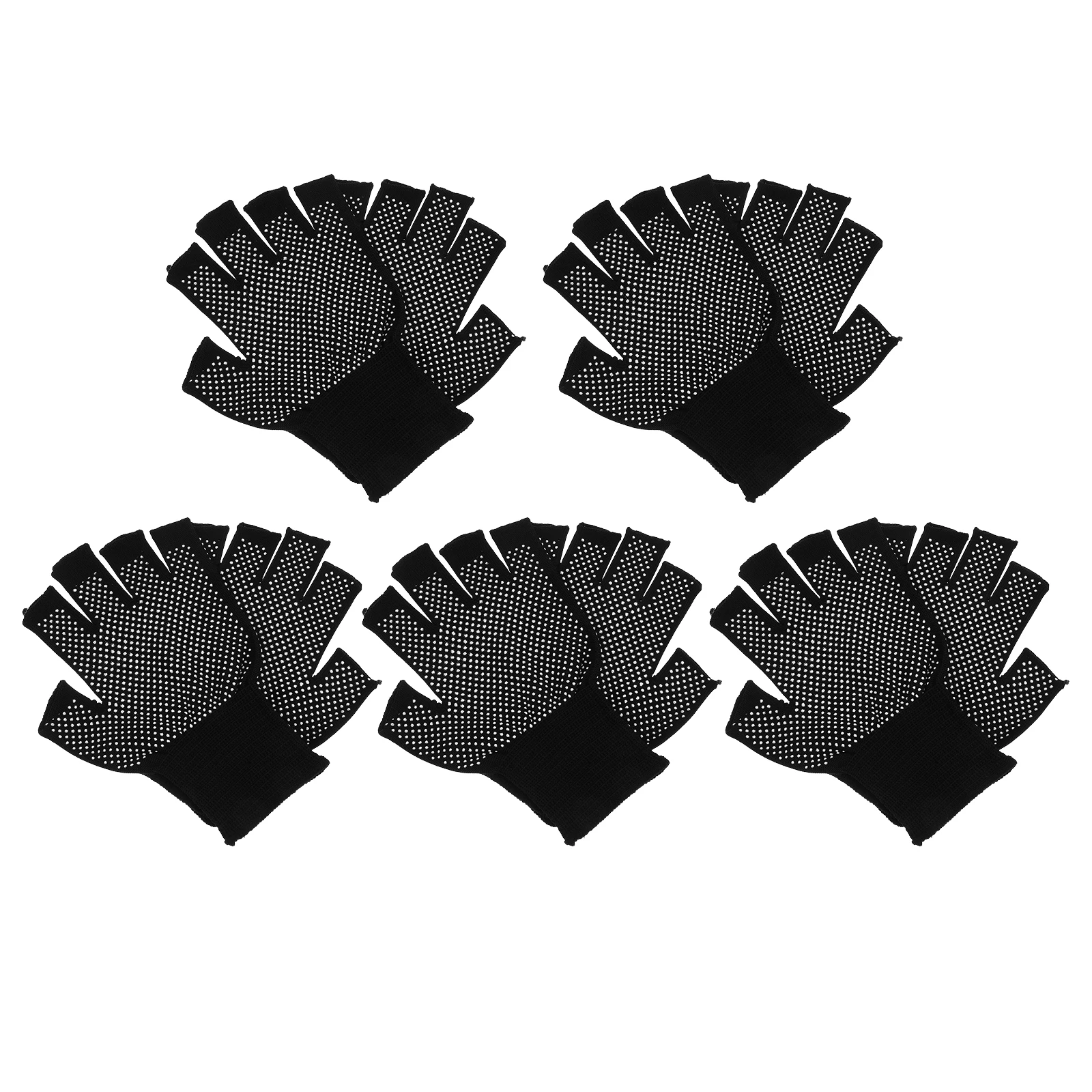 

5 Pairs Anti-slip Fingerless Work Gloves Durable PVC Breathable Warm Winter Gloves for Driving Bike Men Women Labor Protective
