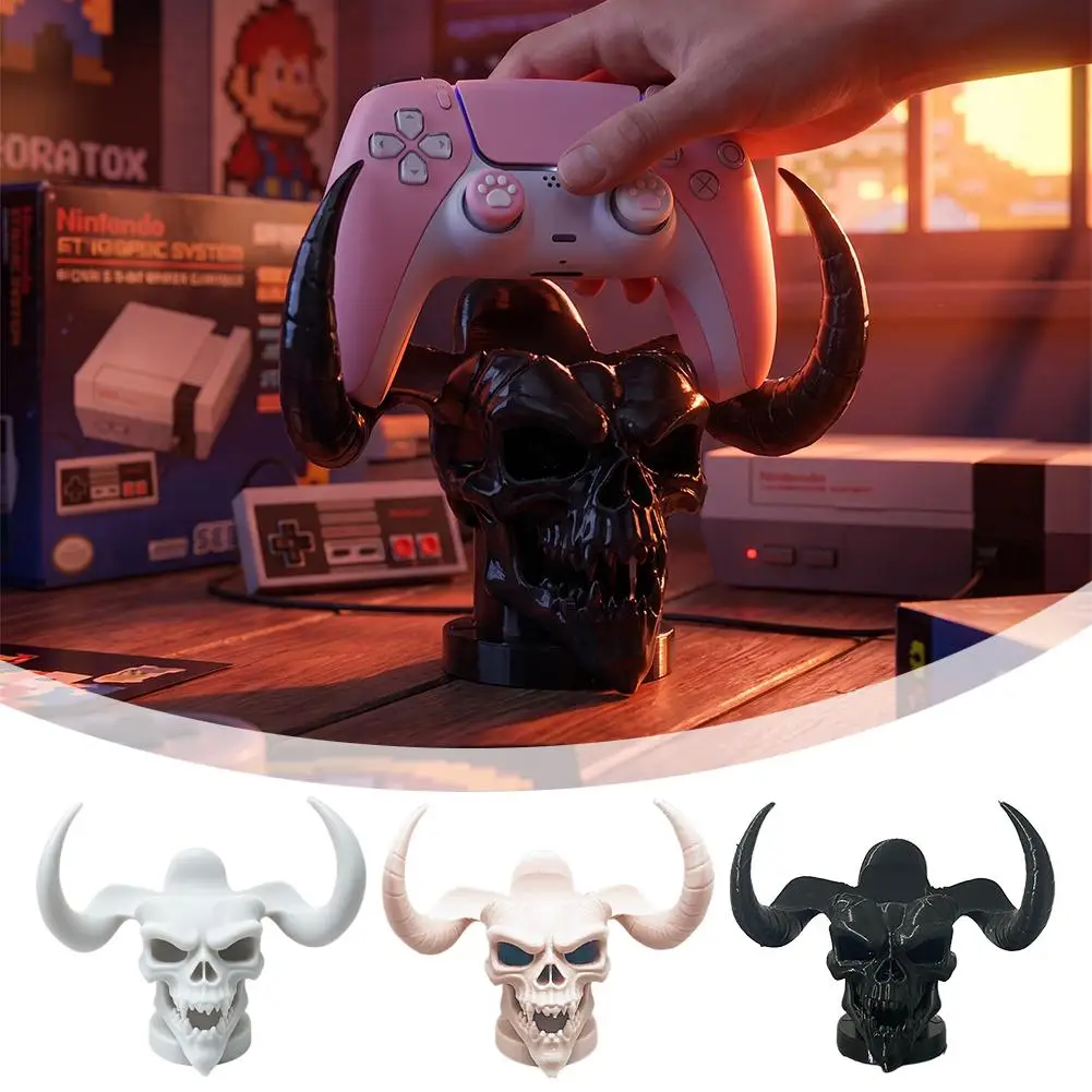 Retro Heart Shaped Game Controller Stand for PS5 PS4 Pixel Art Devil Horn Resin Desktop Holder Gaming Display Dock