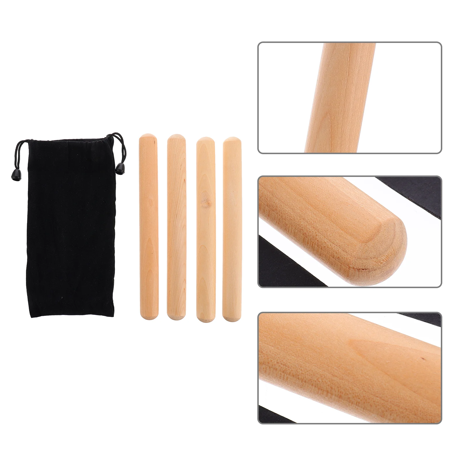 2 Pairs Musical Instrument Percussion Rhythm Stick Toddler Child Bag Wood Bongos Sticks for Beginners Lummi