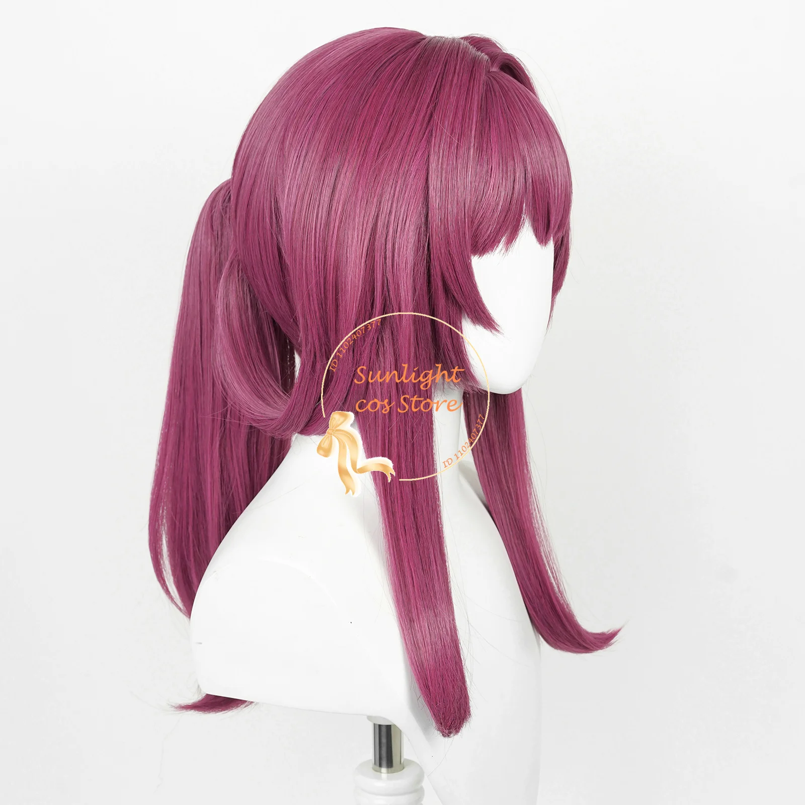 Anime Kafka Peruca Cosplay com Rabo de Cavalo, Rosa Vermelha, Resistente ao Calor, Cabelo Sintético, Perucas de Festa Halloween, Boné, Alta Qualidade