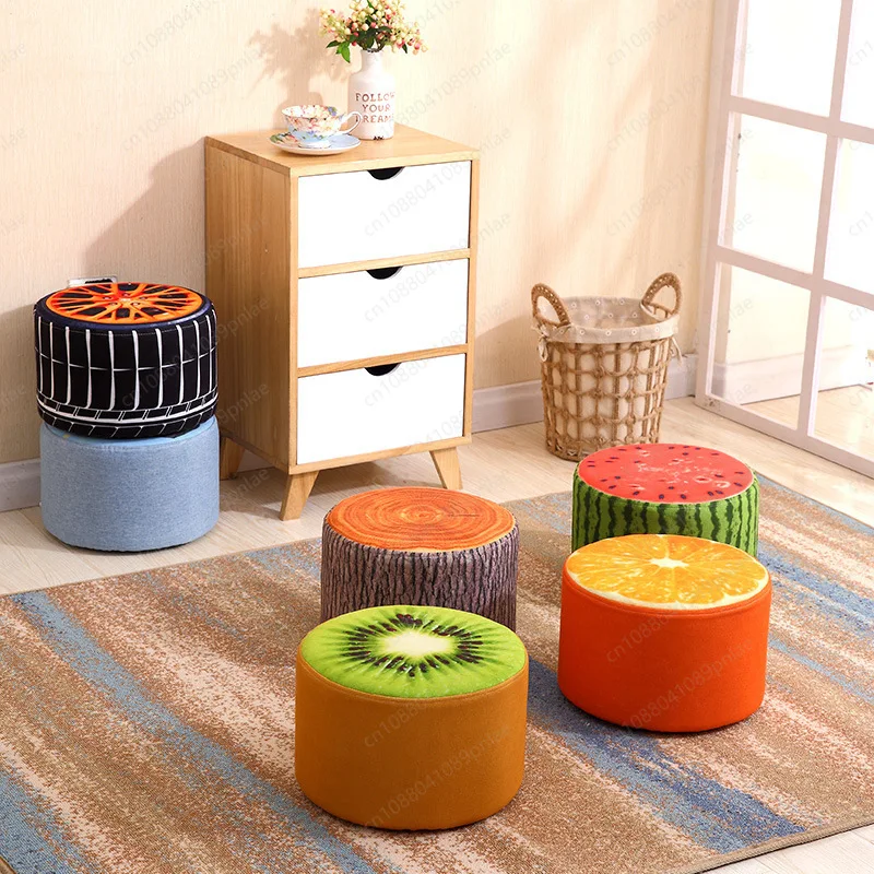 無垢材生地クリエイティブロースツール、柔らかい表面の靴交換スツールソファコーヒーテーブルスツール家庭用