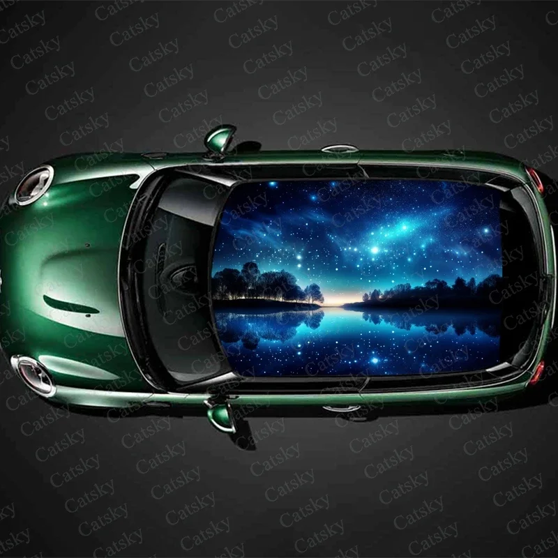 Glittering Stars Reflected Car Roof Sticker Wrap Racing SUV Accessories Packaging Painted PVC Custom Car Graphic Decal