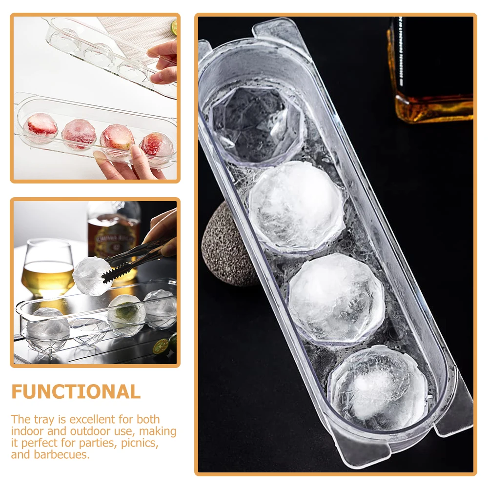 

3pcs Round Ice Cube Molds Transparent Plastic Picnic Tray for Cocktails Freezer Safe Reusable Kitchen Bar Tools Set
