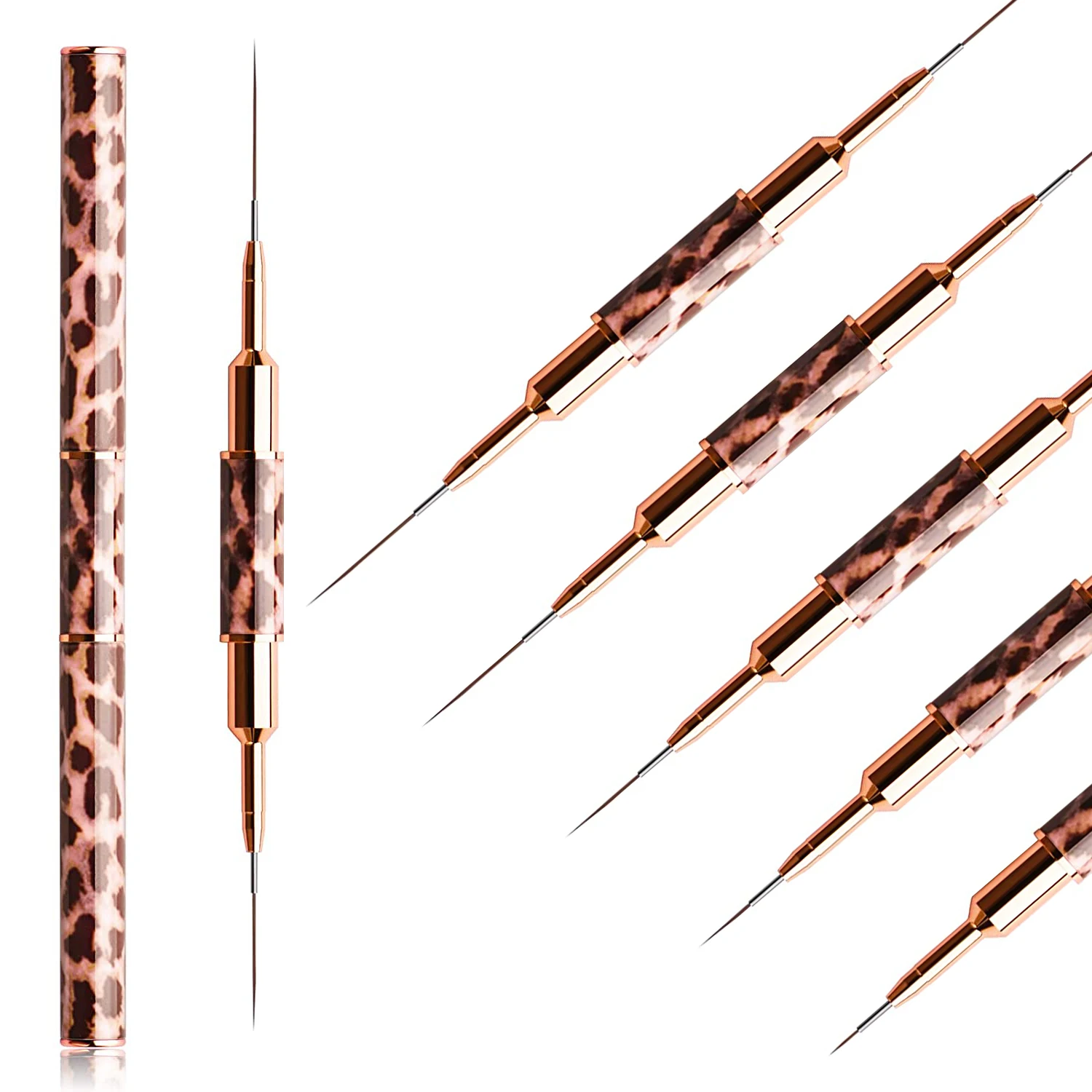 

5-25mm Leopard Print Nail Art Brushes Double HeadLiner Brush Striping Drawing Painting Nail Design Brushes Manicure Thin Details