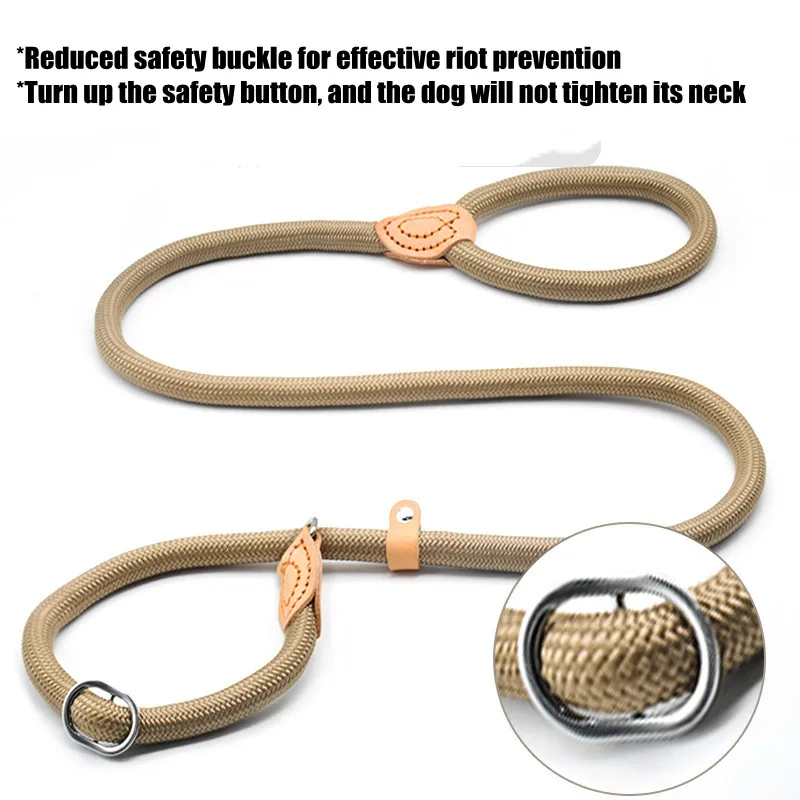 Dog Leash Slip Rope Lead Leash Heavy Duty Braided Rope Adjustable Training Leashes Nylon Pet Lead 8/14mm,For Large/small Dogs