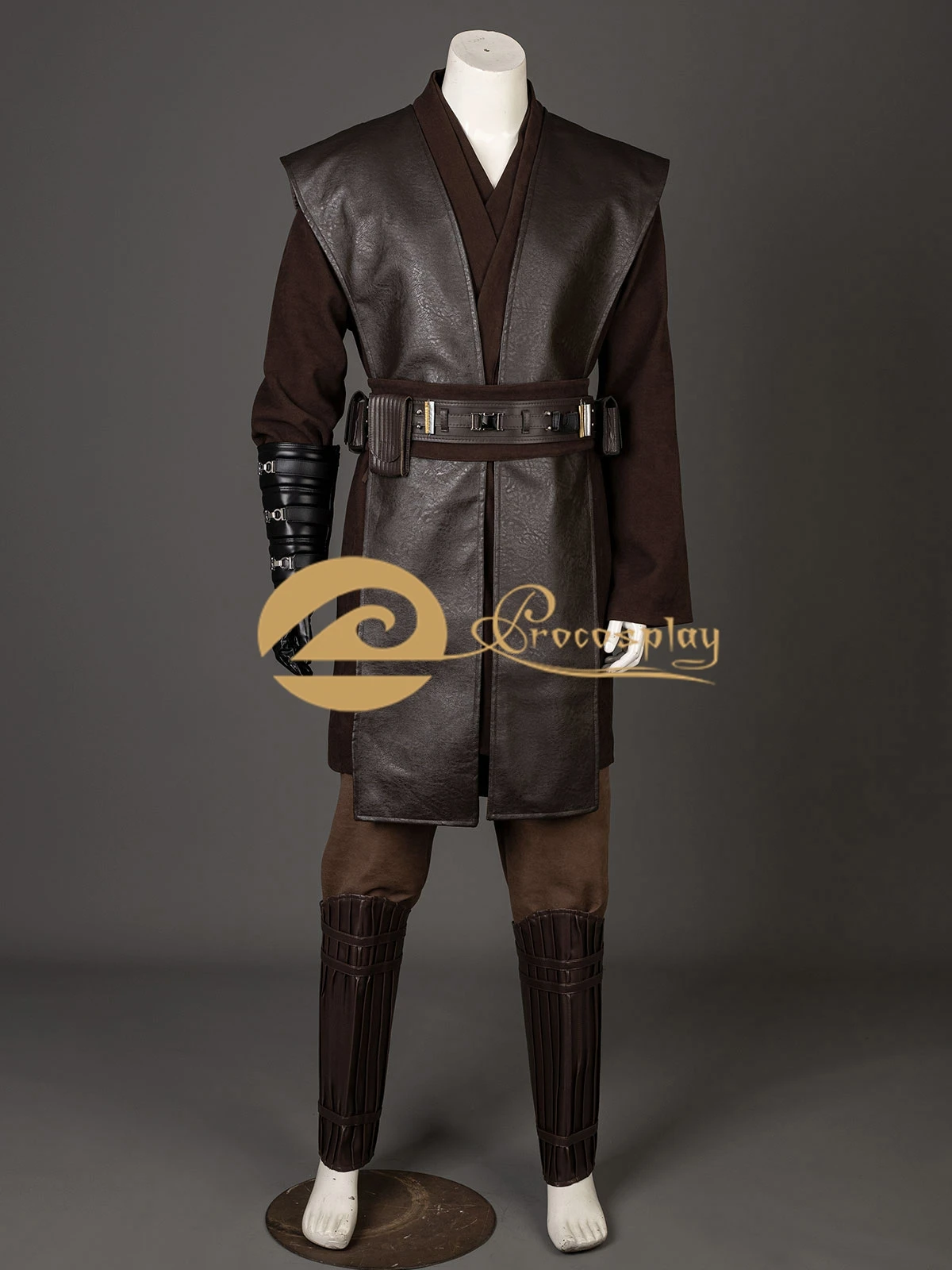 

Anakin Skywalker Cosplay Costume Episode II Men Brown Jedi Outfit for Halloween Party Role Play