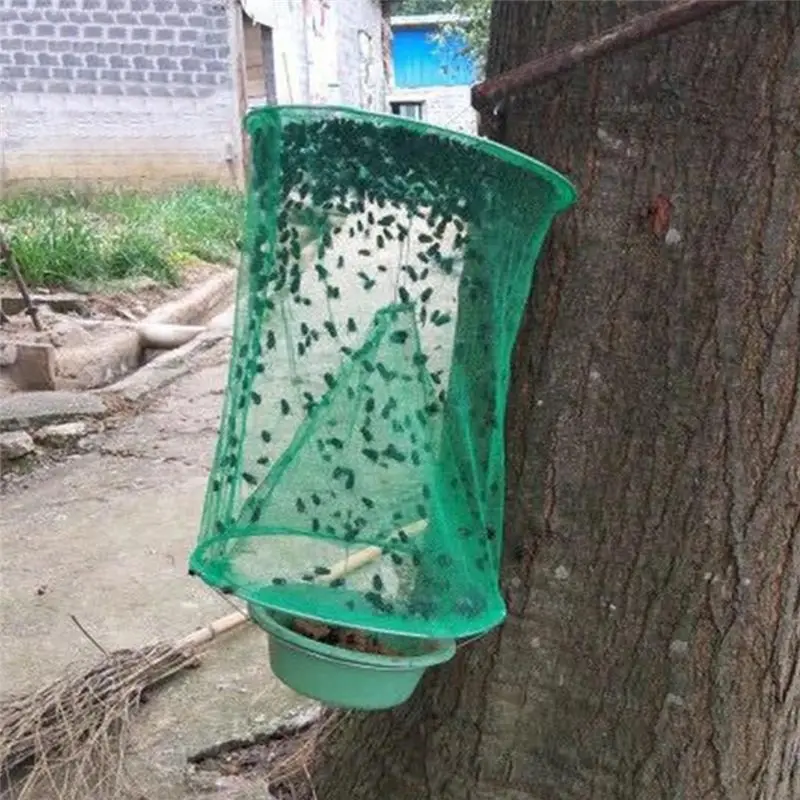 AEE4-8PCS Ranch Fly Traps - Reusable Fly Traps With Bait-Tray Outdoor Indoor Hanging, Stable Horse Fly Catcher Cage