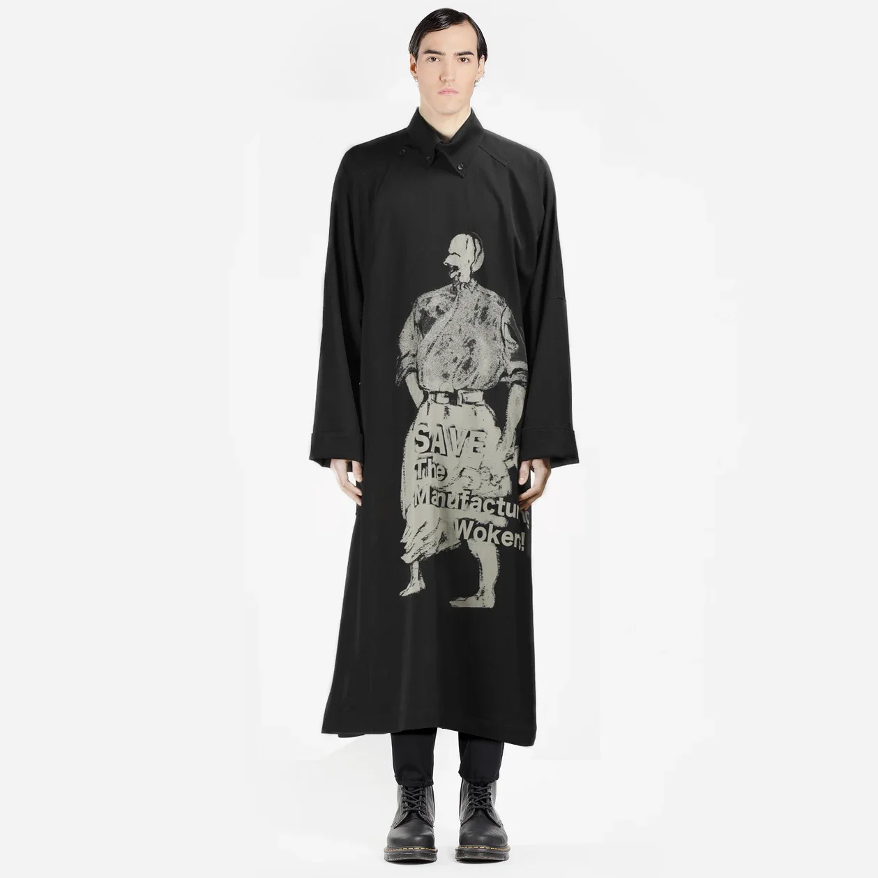 

ШЕРСТЯНОЕ ПАЛЬТО С ПРИНТОМ YOJI OOAK. Шерстяное пальто с принтом Yoji Ooak