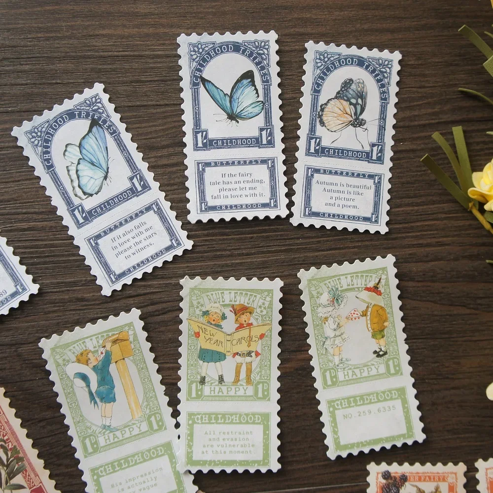 

48pcs Stamp Design Forest Butterfly Elf Spirit and Children Paper Sticker Scrapbooking DIY Gift Packing Label Decoration