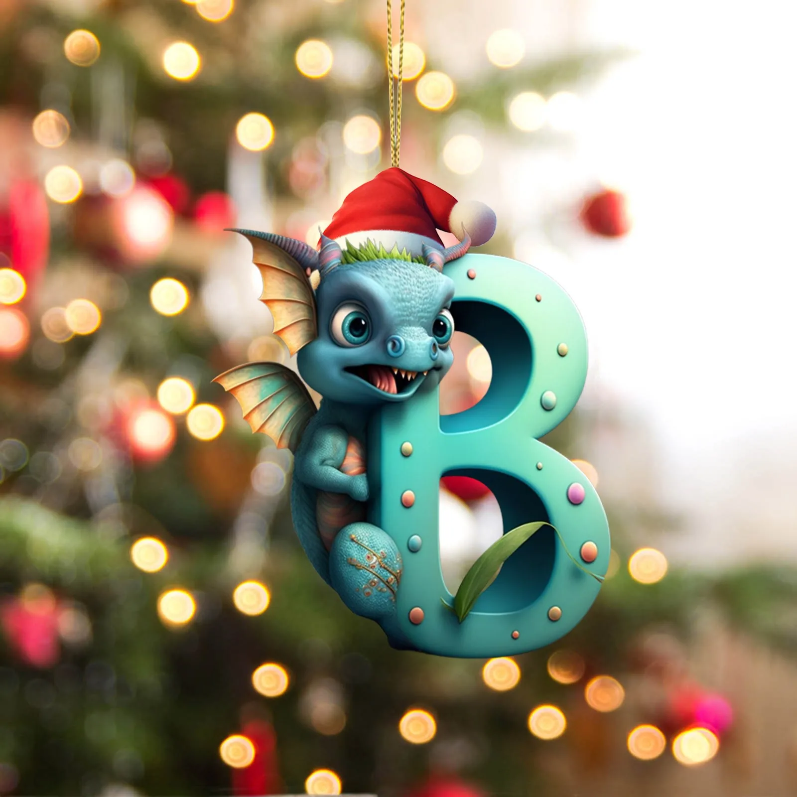 Xmas 26 Letters Cute Dragon Baby Hanging Christmas Ornament Tree Charm Decorations For 2024 New Year Home Tree Ornament Gifts