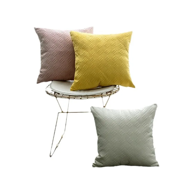 

Plain color throw pillow Solid color velvet throw pillow sofa cushion plush waist support pillow