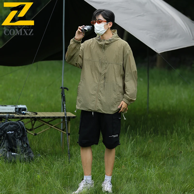 

Ice Silk Sunscreen Jacket Men Women Ultra Lightweight Breathable UPF50+UV Resistant Hooded Skin Jacket Outdoor Cycling Camp Coat
