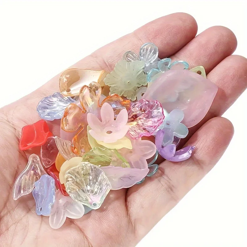 30g/1,05oz Mattierte Blütenblatt-Schmetterlings-Schleifen-Perlen, gemischte Stile, DIY Schmuckarmband-Zubehör mit mehreren Farbvarianten, Acrylperlen – Detail 2
