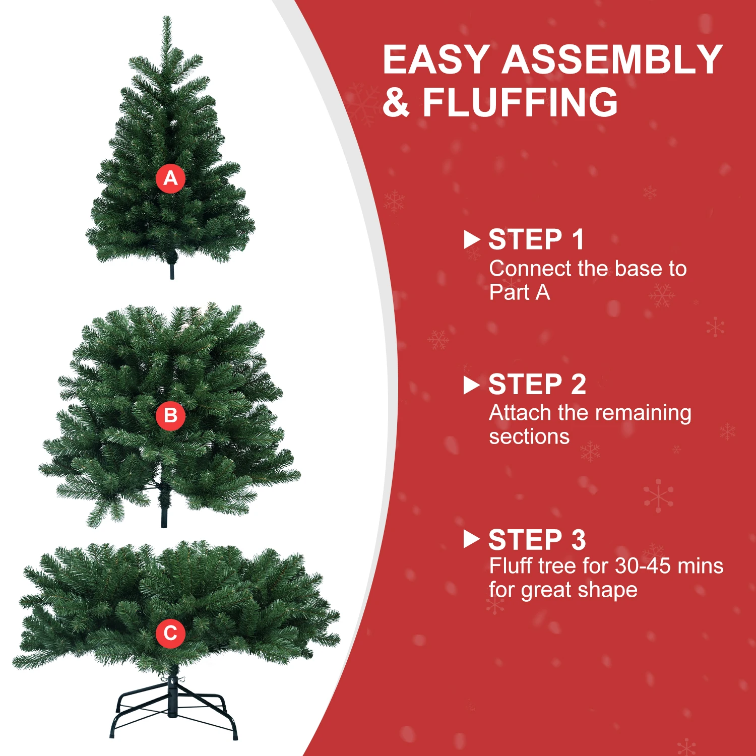 5/6/7/7.5/8FT Artificial Christmas Tree 1430 Branch Tips PVC Holiday Decoration Xmas Tree with Sturdy Metal Stand for Party