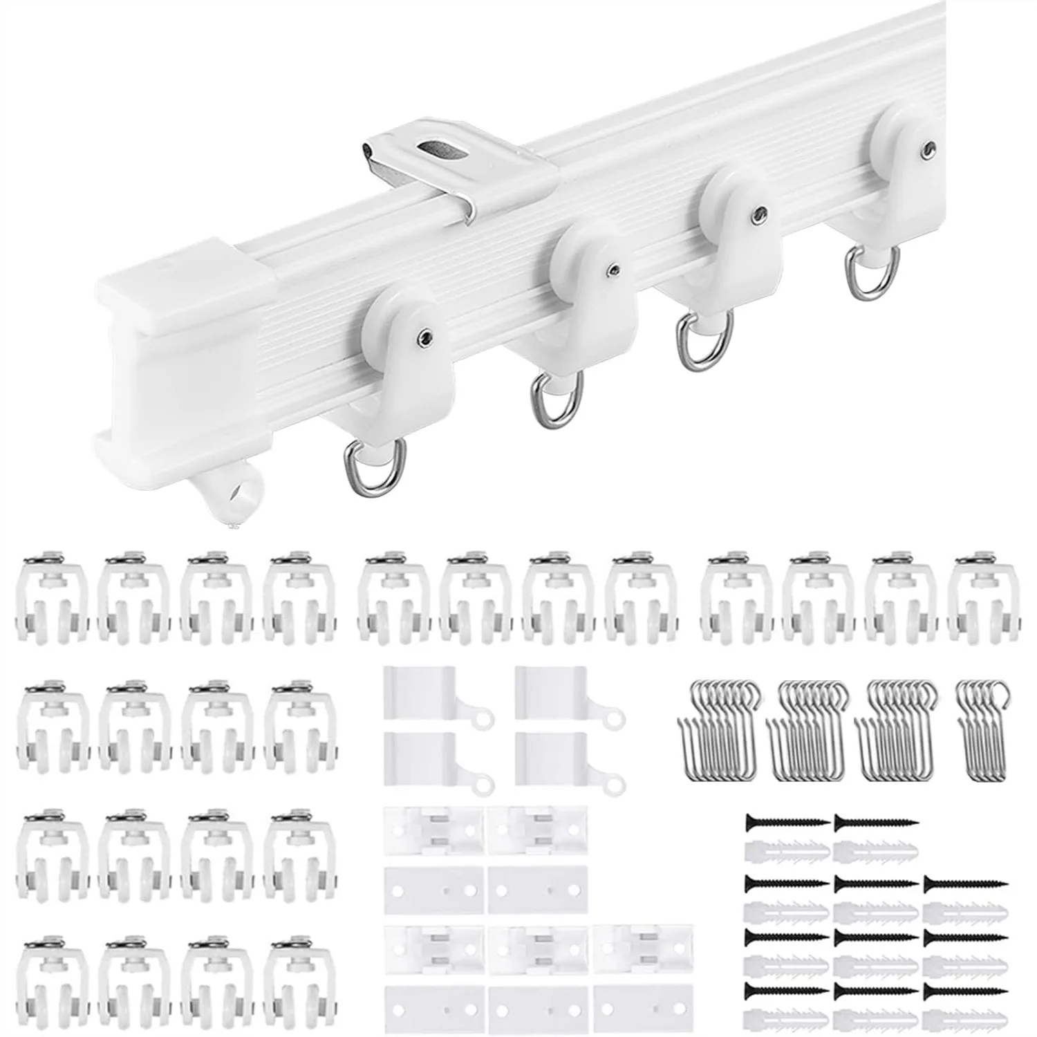 Flexible Ceiling Curtain Track 9.8ft, Bendable Curved Rail with Mute Rollers for Shower Bay Window RV Room Divider