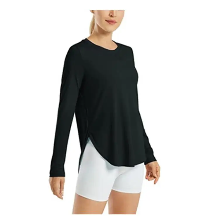 

Women's Long Sve Tailcoat T-irt Sweet Sle round Ne Mid-Length Polyester Fiber Casual Faion Summer Top
