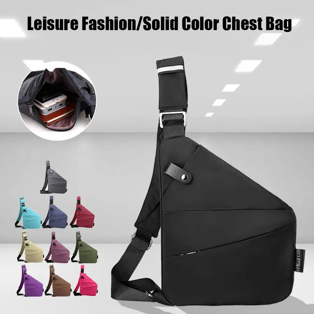 Bolsa transversal anti-roubo colorida masculina, carteira invisível, multifuncional, anti-salpicos, esportiva, corrida, lazer, peito