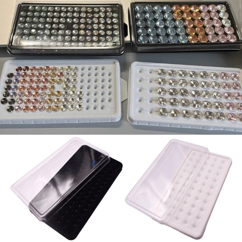 Elegant 50 Grids Diamond Storage Box Diamond Organizer Jewelry Display Tray Packaging Box with Clear Lid Suitable for Gems Stone