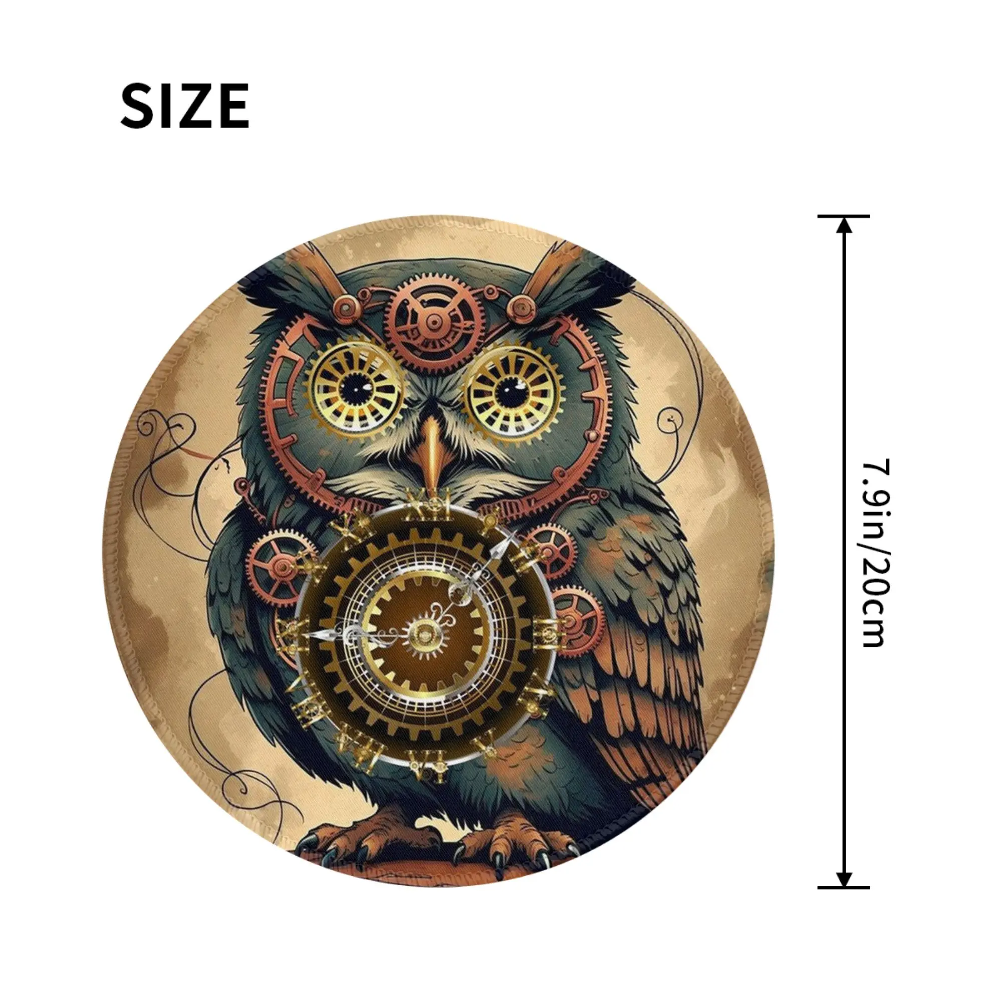 Steampunk owl with clock and gears Mouse Pad Computer Keyboard Mouse Mat Gaming PC Laptop Desk Mat Office Accessories Table Mats